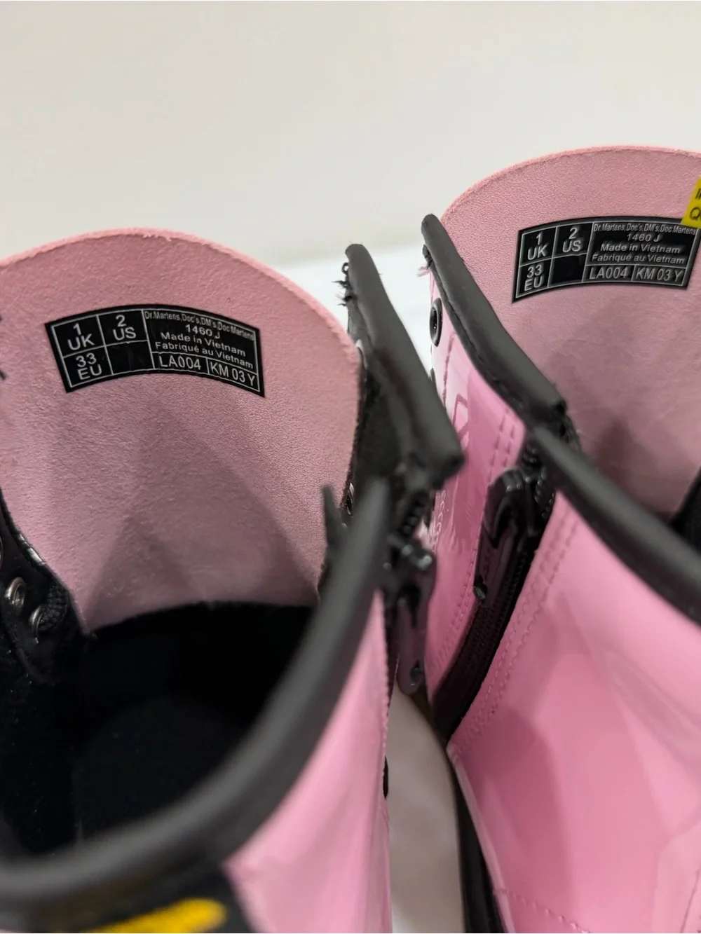 Dr. Martens Pink Patent Boots with Black New Size 13